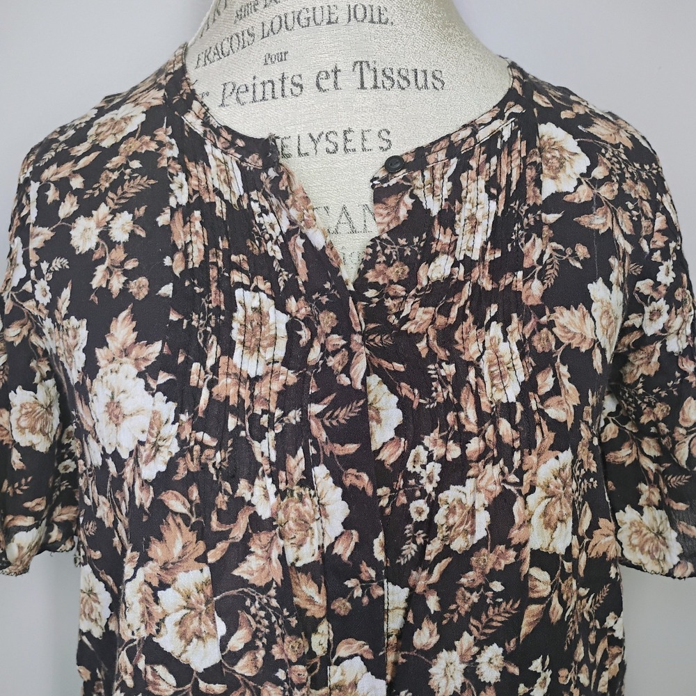 Denim & Supply Ralph Lauren‎ Floral Top Brown Size XS Flutter Flowy Cottage Boho - Picture 2 of 10